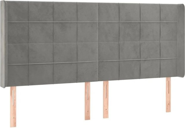 vidaXL LED Kopfteil aus Samt in Hellgrau mit USB-Ladeport und integrierter Beleuchtung B/T/H: 163 x 16 x 118/128 cm - Bild 1