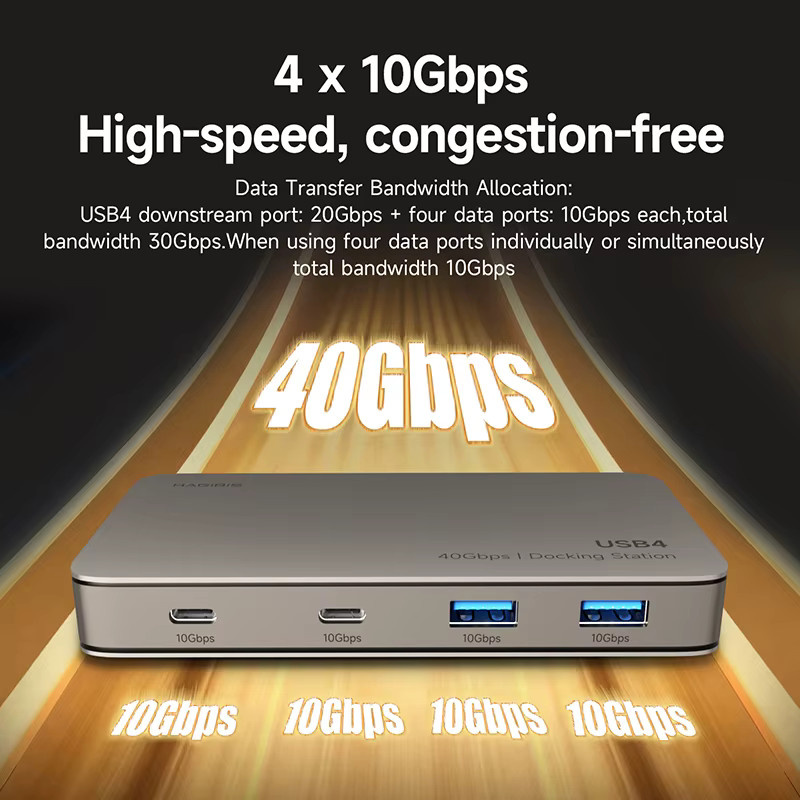 Hagibis USB4 Dockingstation Triple Display Hub in Grau, kompatibel mit Thunderbolt 4/5, 40 Gbit/s und 8K Auflösung für MacBook Pro und Air Laptops - Bild 3