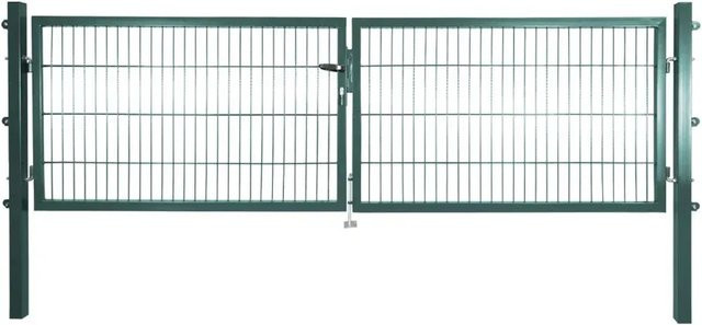 Solid Doppeltor aus Stahl in Grün mit Füllung für Stabmatten, B: 300 cm, H: 100 cm - Bild 1
