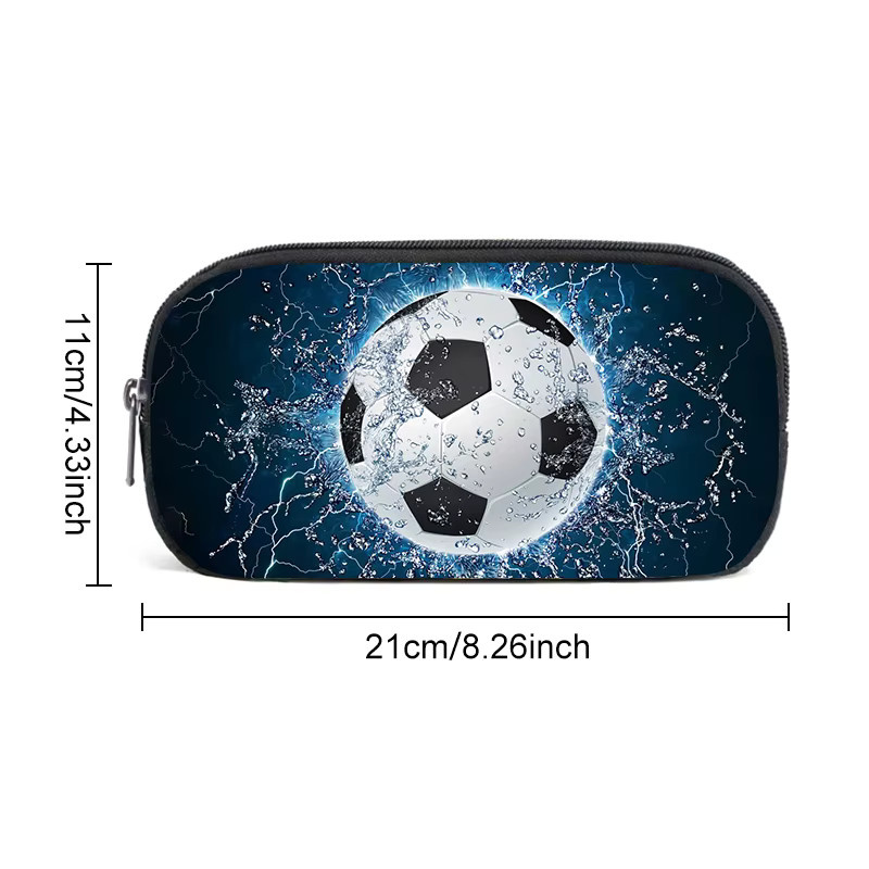 Federmäppchen mit Fußball-Kronen-Grafik aus Polyester für Schule und Büro - Bild 2