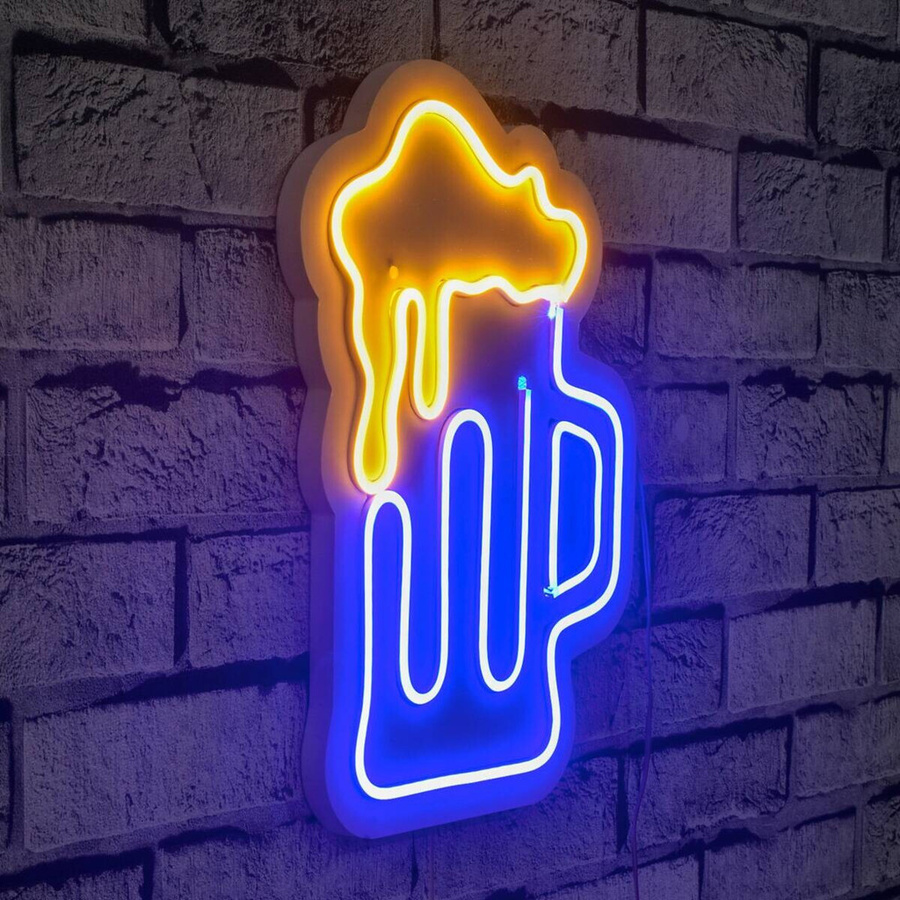 Opviq LED-Wandleuchte Neon Flex in Blau und Gelb aus PVC, B/H/T: 26 x 35 x 2 cm - Bild 2
