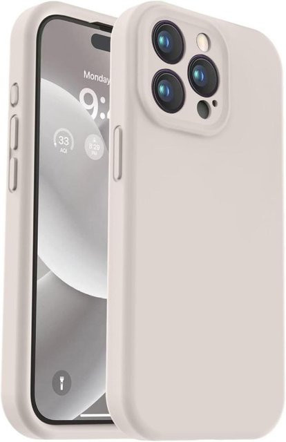 Stoßfeste Silikon-Handyhülle mit Kamera-Objektivschutz für Apple iPhone 15 Pro, 14, 13, 12, 11 in Beige - Bild 1
