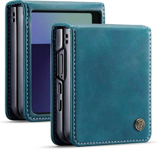 Olivenmond Leder-Flip-Hülle für Samsung Galaxy Z Flip 7 in Blau - Bild 1