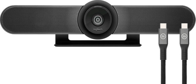 Logitech MeetUp Videokonferenzkamera in Schwarz mit 4K UHD und BlueBuilt USB-C-auf-USB-C-Kabel (2 m) - Bild 1