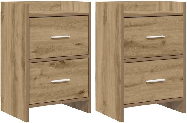 vidaXL Nachttische 2er Set in Artisan-Eiche, modern, B/T/H: 40 x 30 x 60 cm - Bild 1