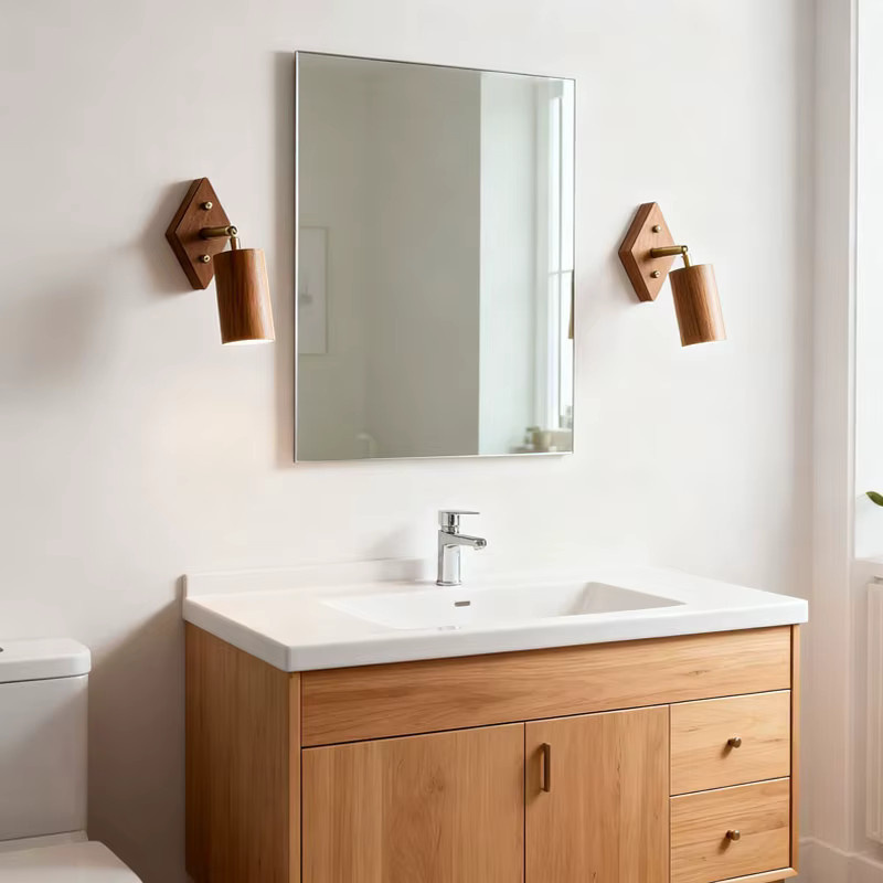 Ynhaw Japanische Retro Wandlampe aus Walnuss-Holz in Schwarz und Braun, drehbare minimalistische Leselampe für Wohnzimmer und Schlafzimmer - Bild 3
