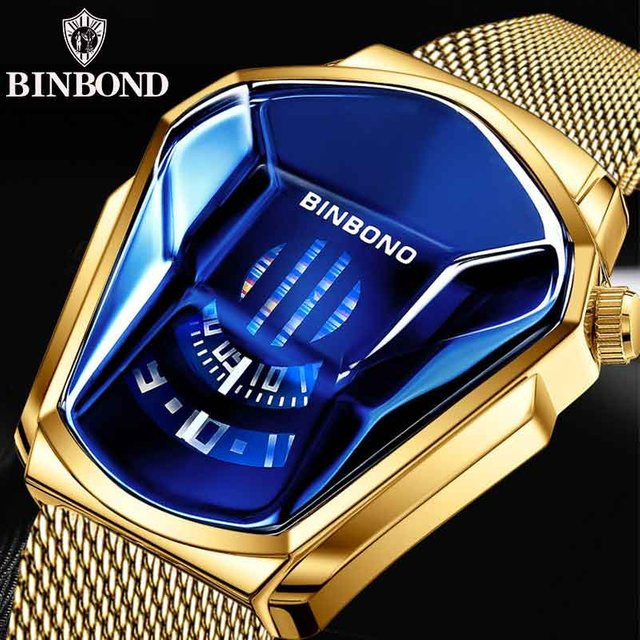 BINBOND Armbanduhr, Quarz, Edelstahl, Tonneau, Blau, Herren - Bild 1