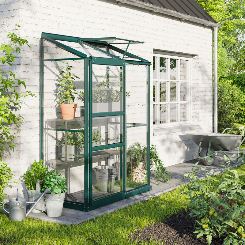 Vitavia Anlehn-Gewächshaus Ida 900 in Smaragdgrün mit 0,9 m² und Sicherheitsglas - Bild 4
