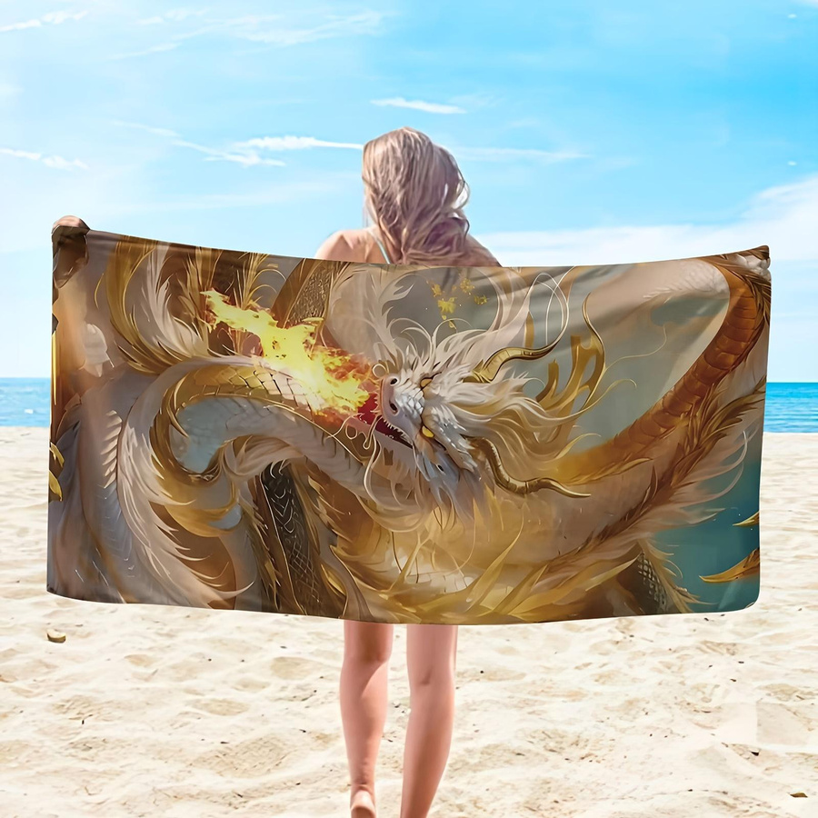 Dalangpa Strandtuch aus Mikrofaser mit Drachenmuster, super saugfähig und schnelltrocknend, Breite: 30 cm, Höhe: 60 cm - Bild 2