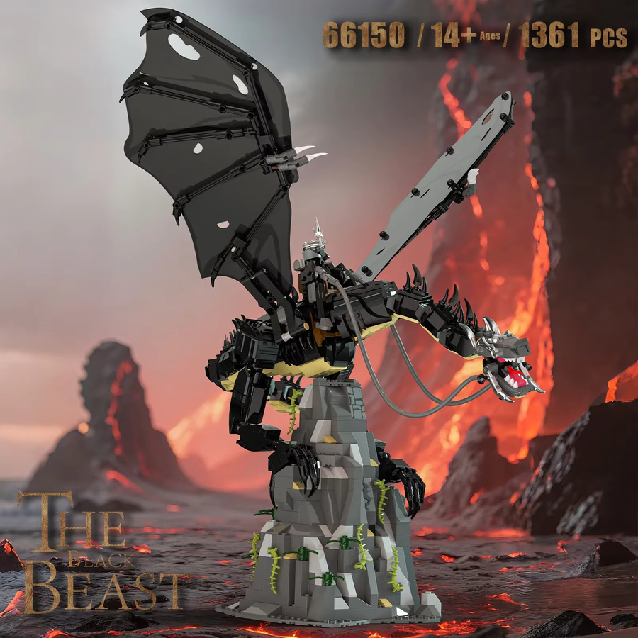 AMAZINGBLOKS Schwarzer Drache Baukasten mit 1361 Teilen, Kreatives Fantasy-Modell aus Kunststoff für Jugendliche - Bild 2