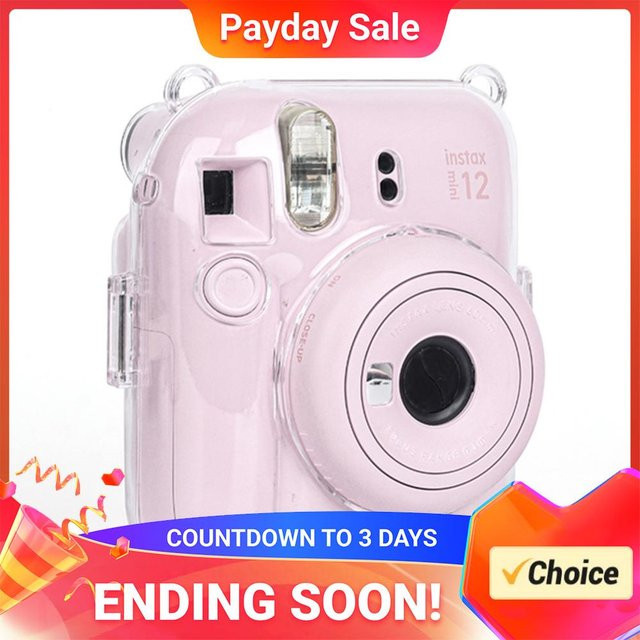 APWIKOGER Mini-Kameratasche mit Schultergurt und PC-Kristallschutzhülle für Fujifilm Instax Mini 12 in Pink - Bild 1