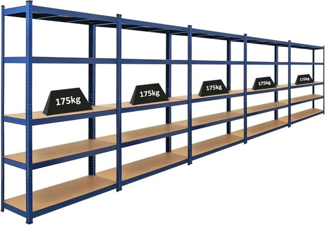 5er Set PROREGAL Schwerlastregal Ragnar in Blau mit verstellbaren Fachböden, H x B x T: 180 x 120 x 40 cm, Fachlast 175 kg, ideal für Werkstatt, Garage oder Keller - Bild 1