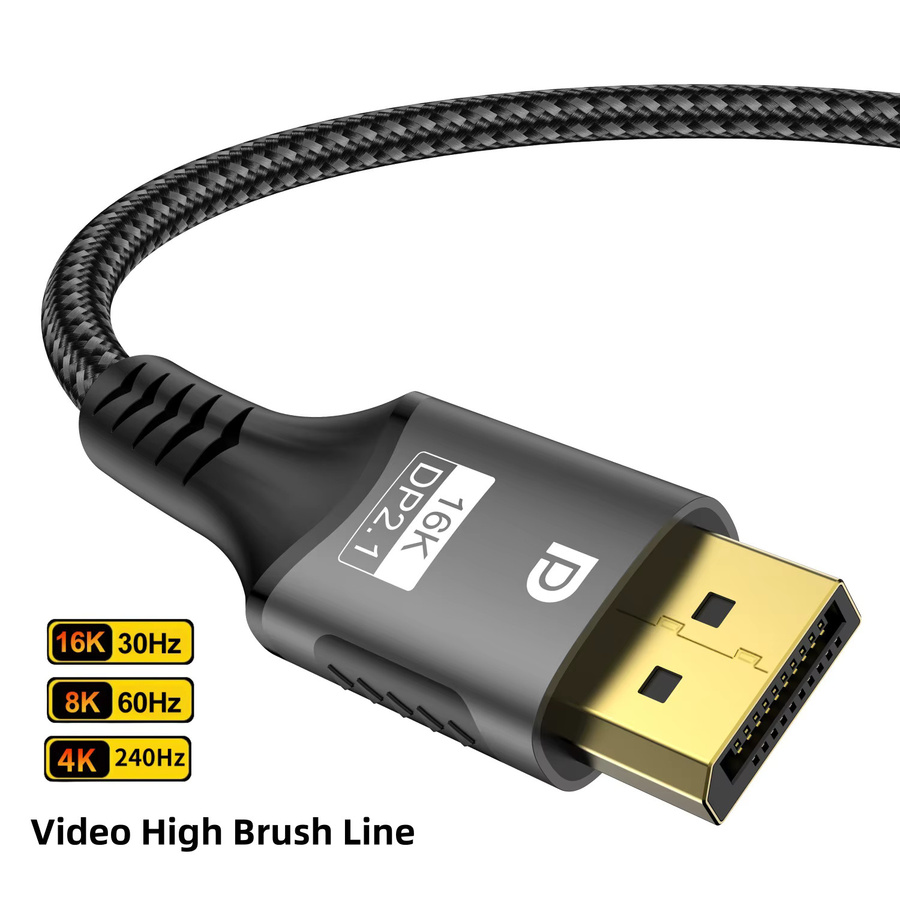 Jiansu DisplayPort 2.1 Kabel in Schwarz für 16K@30Hz, 8K@120Hz und 4K@240Hz mit 80Gbps Ultra HD Video und Audio für Laptop, TV, Xbox, Projektor und Monitor - Bild 2