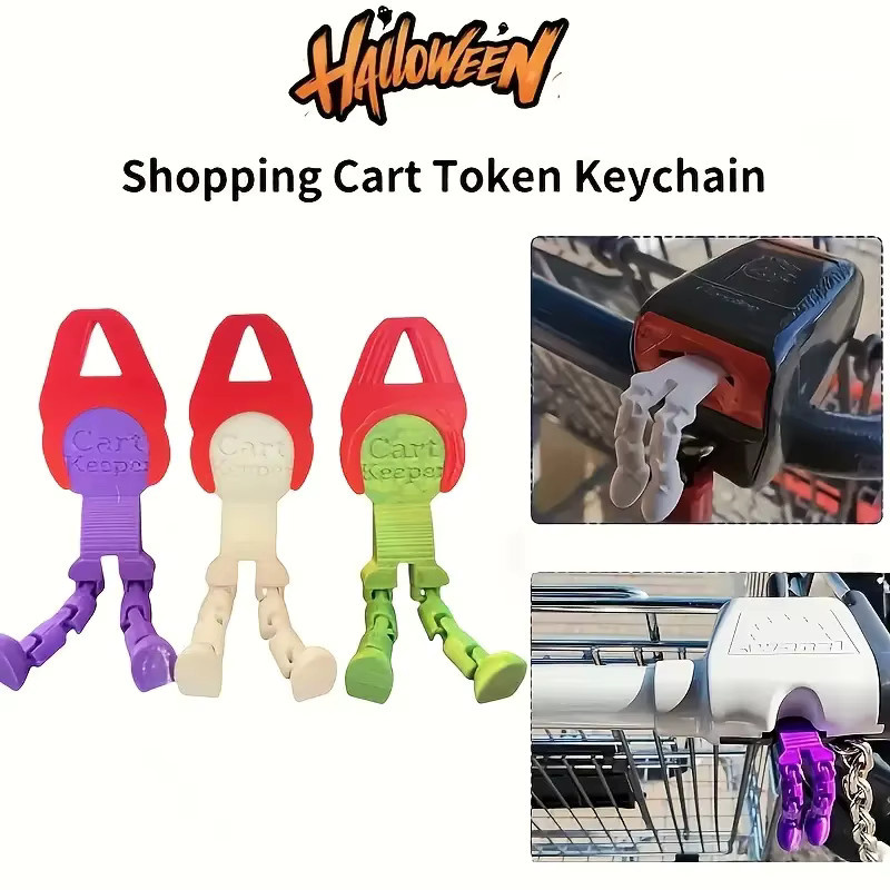 Kreativer Einkaufswagen-Schlüsselanhänger als Entriegelungswerkzeug und Wagen-Token aus Kunststoff in Grün - Bild 5