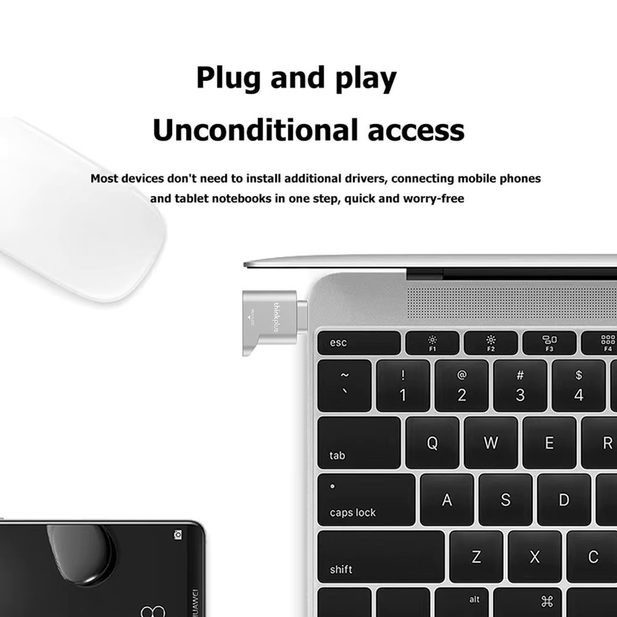Lenovo Thinkplus USB-C Micro SD Kartenleser Mini Metall Adapter in Silber - Bild 2