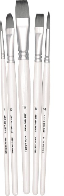 Rico Design ART Gouache Pinsel Set mit synthetischen Borsten in Weiß, Silber und Grau - Bild 1