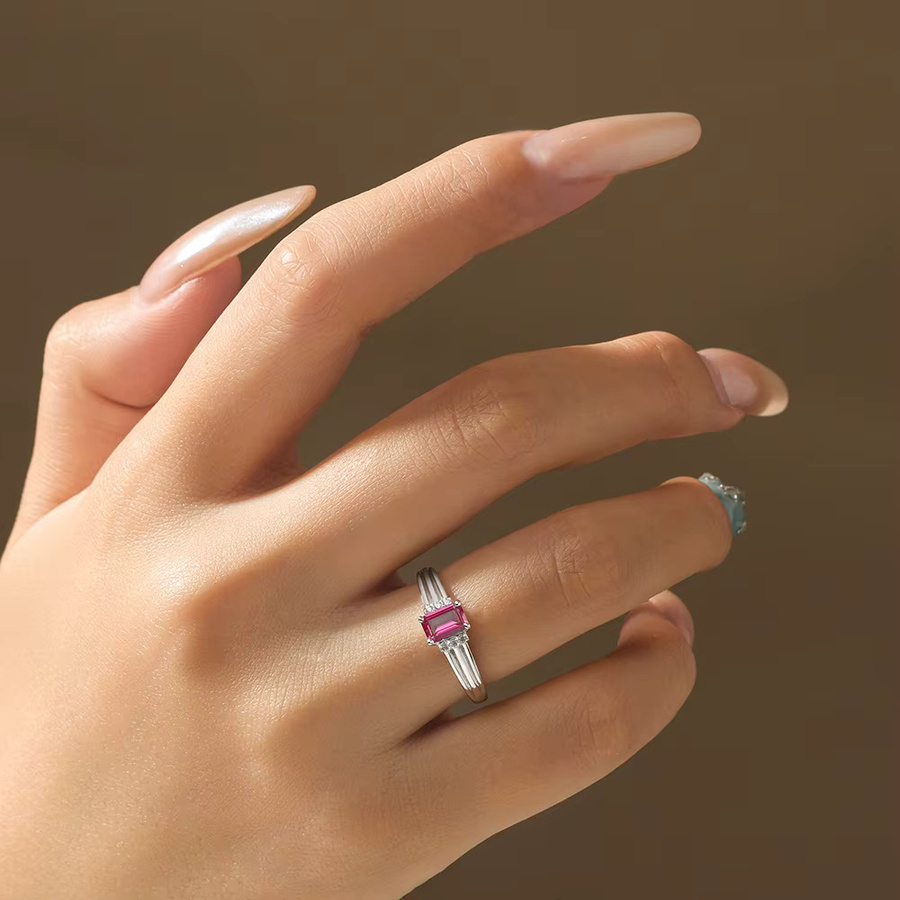 ATTAGEMS Ring, 925 Silber, Rubin, Damen - Bild 3