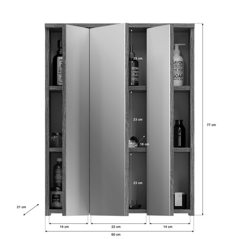 xonox.home Spiegelschrank Blake mit LED-Beleuchtung und Glastüren in Weiss Hochglanz, B/H/T: 64 x 77 x 21 cm - Bild 2