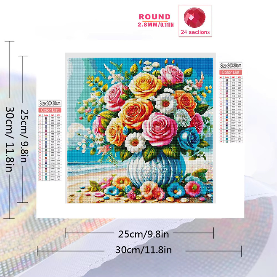 Evershine Diamant-Stickerei Rose 5D-Bild mit Strasssteinen in Pink und Multicolour, Florales Mosaik-Gemälde für dein Hobby, B/H: 20 x 20 cm - Bild 2