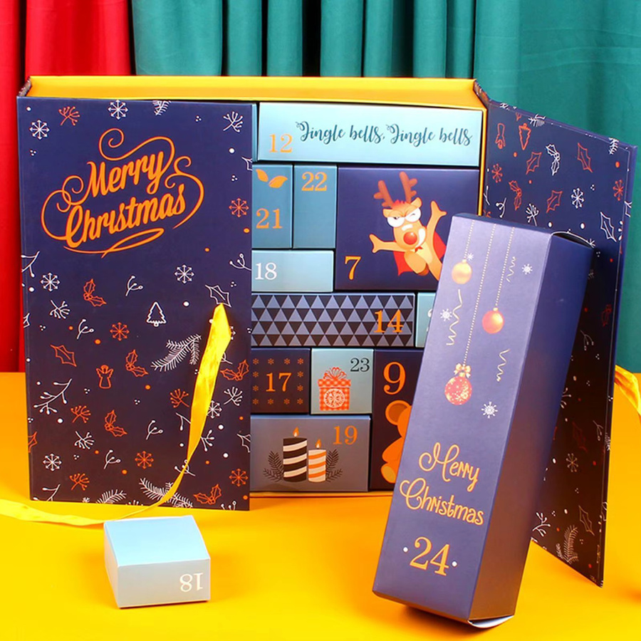 EVE Weihnachtskalender-Verpackungsboxen mit 24 Gittern in Blau und Multicolour aus Papier - Bild 2