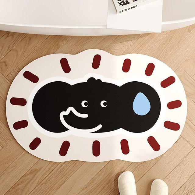 Rutschfeste und saugfähige Badezimmerfußmatte von Yiran Furniture mit Tier-Motiv in Weiß, B/B: 60 x 40 cm - Bild 1