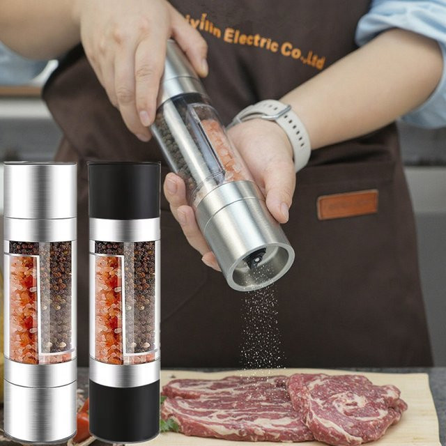 Kitchya 2-in-1 Salz- und Pfeffermühle aus Edelstahl in Silber mit einstellbarem Mahlwerk - Bild 1