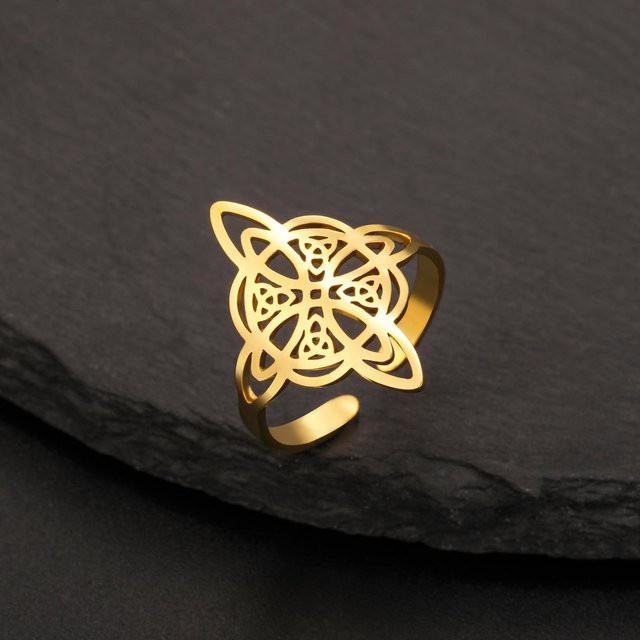 YILUOCD Offener Ring, Edelstahl, Damen, beige - Bild 1