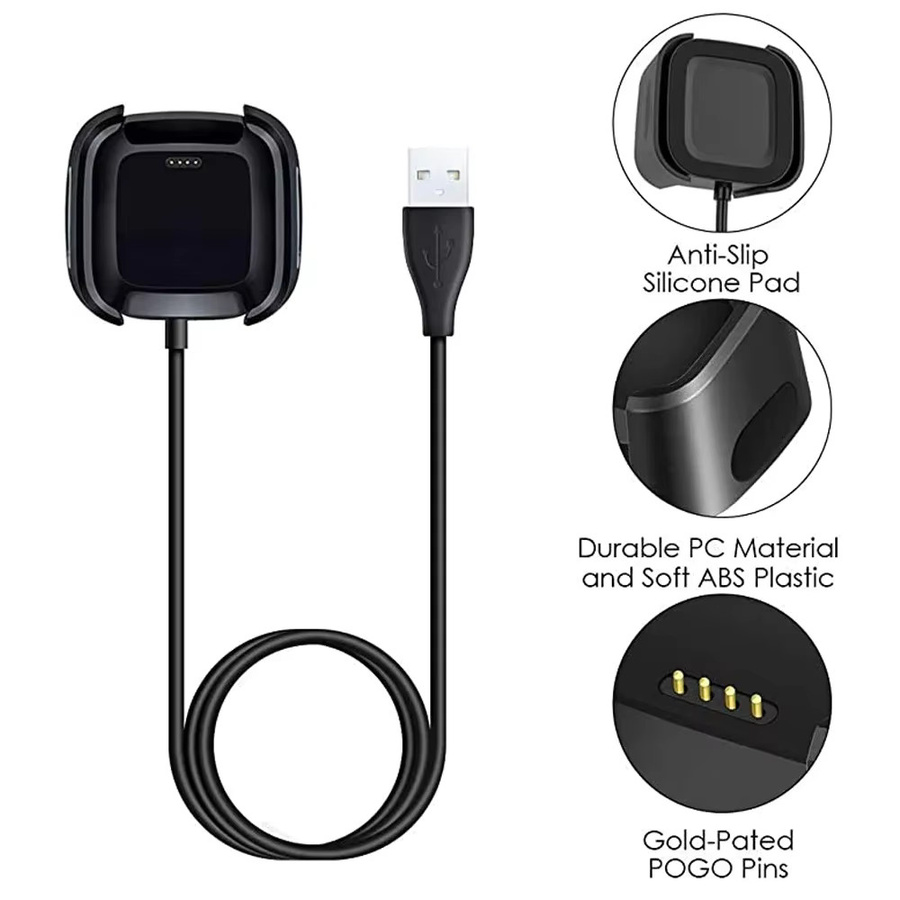 Fitbit USB-Ladekabel-Adapter für Versa 1, Versa 2 und Versa Lite in Schwarz - Bild 1