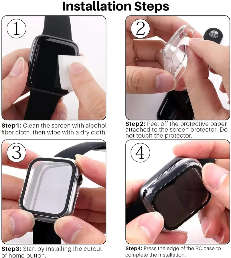 Geekthink Uhrenschutz für Apple Watch, Hülle und Glasdisplayschutz, Unisex - Bild 5
