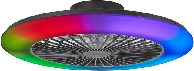 Brilliant LED-Deckenleuchte Salerno mit Ventilator, Schwarz, Durchmesser: 57,7 cm, dimmbar mit Fernbedienung und RGB-Funktion - Bild 1
