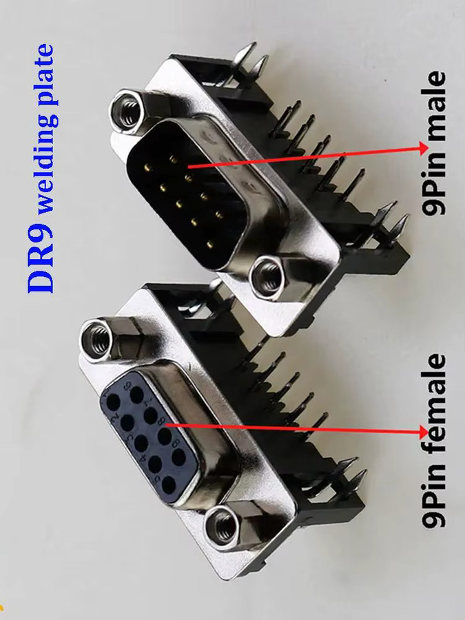 D-Sub 9-poliger Stecker DB9 DR9 RS232 mit 90 Grad Winkel, rechtwinklig geschweißt, Pin oder Loch in Silber - Bild 3