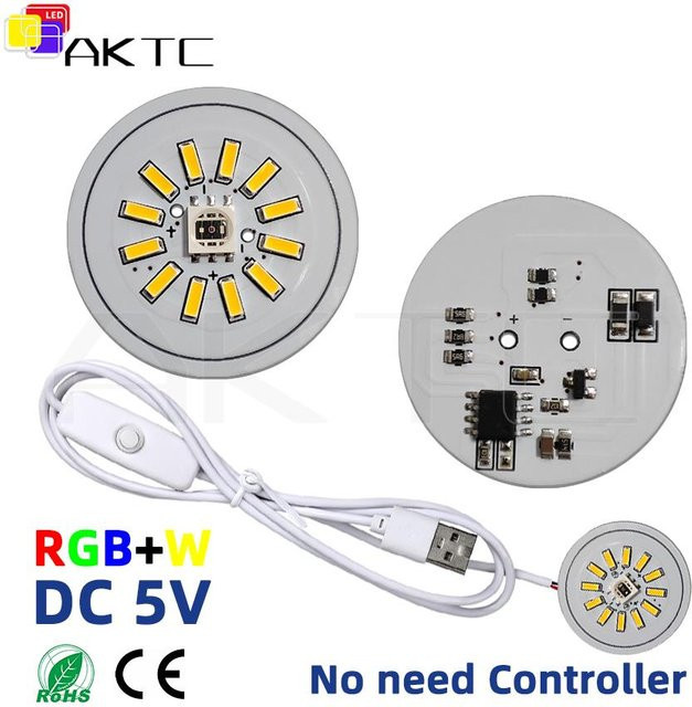 5er Set Ankatec Runde RGB LED Lichtplatten mit USB 5V Anschluss, Bunte Farbverlauf, Durchmesser: 31 mm - Bild 1