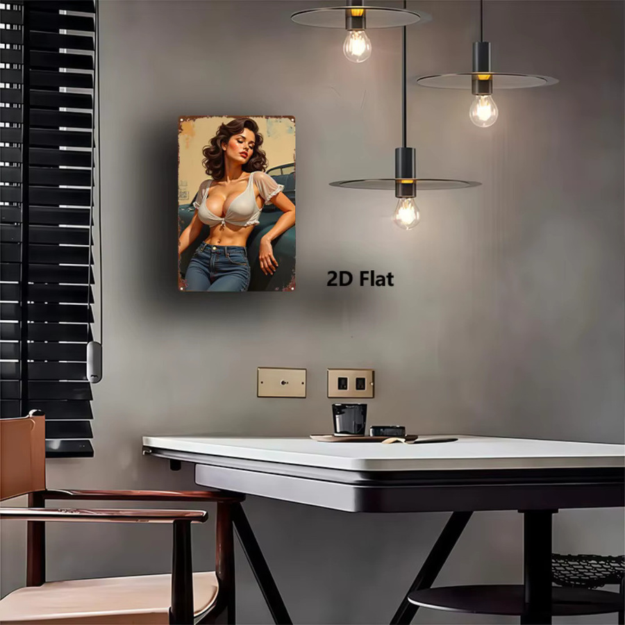 HELLOYOUNG Retro Pinup Girl Metall-Blechschild als Vintage-Wanddekoration, Breite: 30,48 cm, Höhe: 20,32 cm - Bild 3
