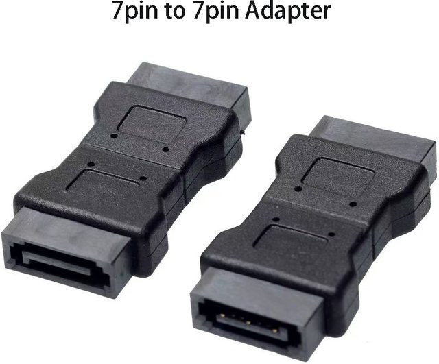 OULLX 7-Pin SATA Stecker-zu-Stecker Konverter Datenadapter in Schwarz mit geradem Winkel - Bild 1