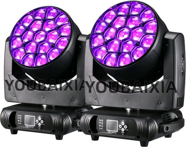 YOUBAIXIA 2er Set Bee Eyes LED Moving Head RGBW Beam und Wash Light Bühnenbeleuchtung in Schwarz - Bild 1