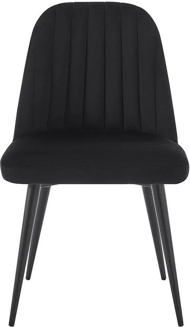 Vente-unique Eleana Stuhl aus Samt und Metall in Schwarz, Breite: 49 cm - Bild 1