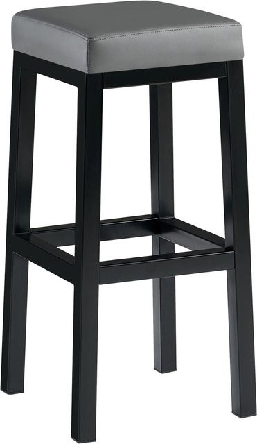 DELUKE Barhocker FUTOR Barstuhl mit Lehne aus Kunstleder in Grau, B/T/H: 37 x 37 x 83 cm - Bild 1