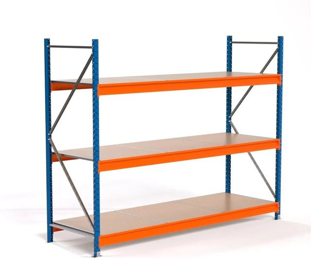 PROREGAL Industrie Weitspannregal MAXIMUS PRO Lagerregal mit 3 Spanplatten-Fachböden, Blau/Orange, H x B x T: 200 x 250 x 80 cm - Bild 1