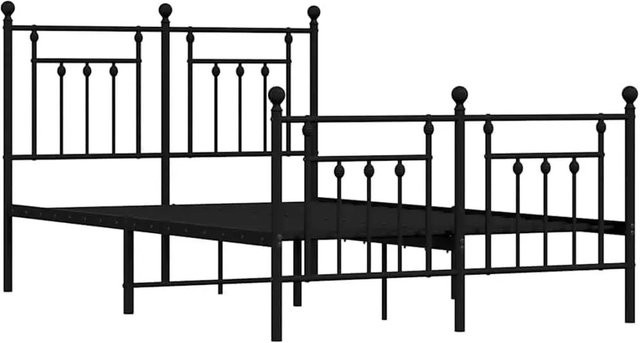 vidaXL Bettgestell aus Metall mit Kopfteil und Fußteil in Schwarz Matt, B/T/H: 125 x 196 x 97 cm - Bild 1