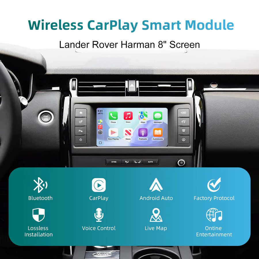 LEXXSON Drahtlose CarPlay und Android Auto Retrofit Kit Decoder Box für Land Rover Evoque und Discovery 5, Schwarz - Bild 5
