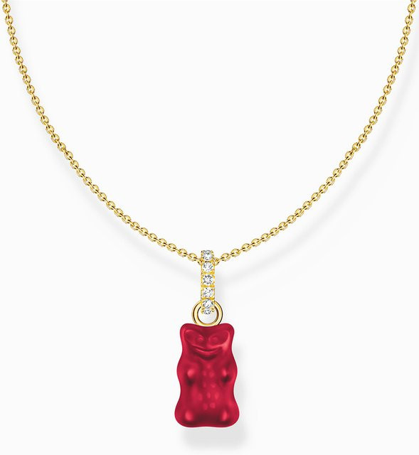 Thomas Sabo Kette mit rotem Golbären Anhänger, 925 Silber, vergoldet, Damen - Bild 1
