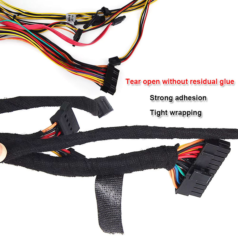 TFAAI Hitzebeständiges Stoffband Schwarz, 15 Meter klebendes elektrisch isolierendes Gewebeband zum Schutz von Autokabelbäumen - Bild 3