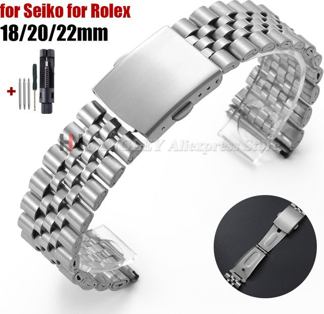 Uhrenarmband Edelstahl, Silber, Faltschließe, Unisex - Bild 1