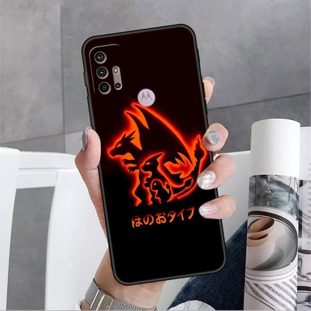 Silikon Handyhülle im Anime Pokemon Design für Motorola G30 G60 G22 G9 G82 G52 G8 G50 One Fusion in Schwarz - Bild 1