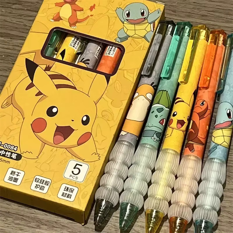 Potdemiel Pokemon Gel-Stifte Set mit Pikachu, Glumanda und Schiggy in Mehrfarbig, 5 Stück - Bild 2