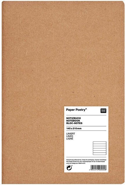 Rico Design Paper Poetry Notizbuch weiß A5 liniert mit Kraftpapier - Bild 1
