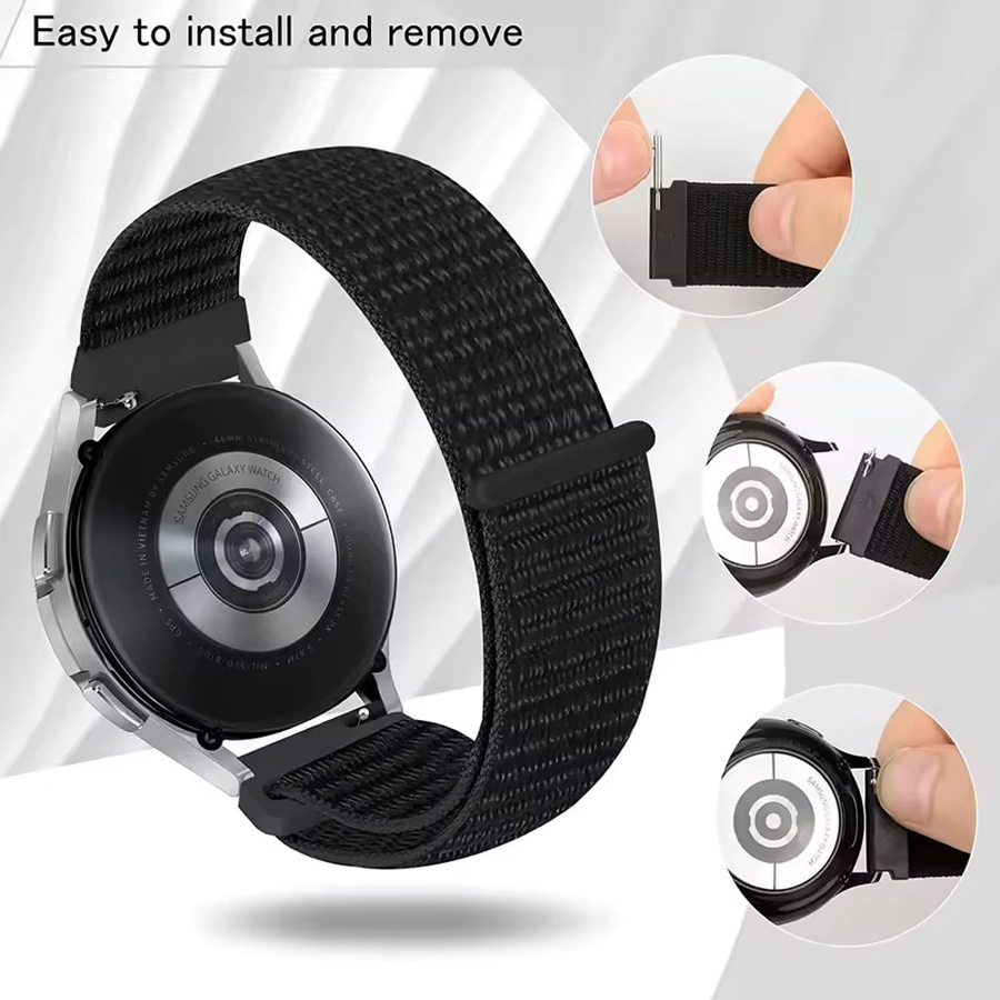 Huami Uhrenarmband Nylon, Schwarz, Unisex, 20mm 22mm - Bild 4