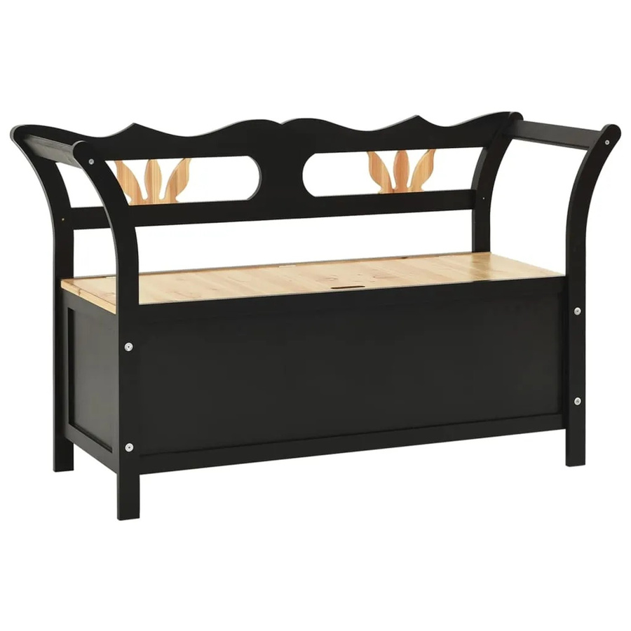 vidaXL Sitzbank aus Massivholz Tanne in Schwarz B/T/H: 107 x 45 x 75,5 cm - Bild 2