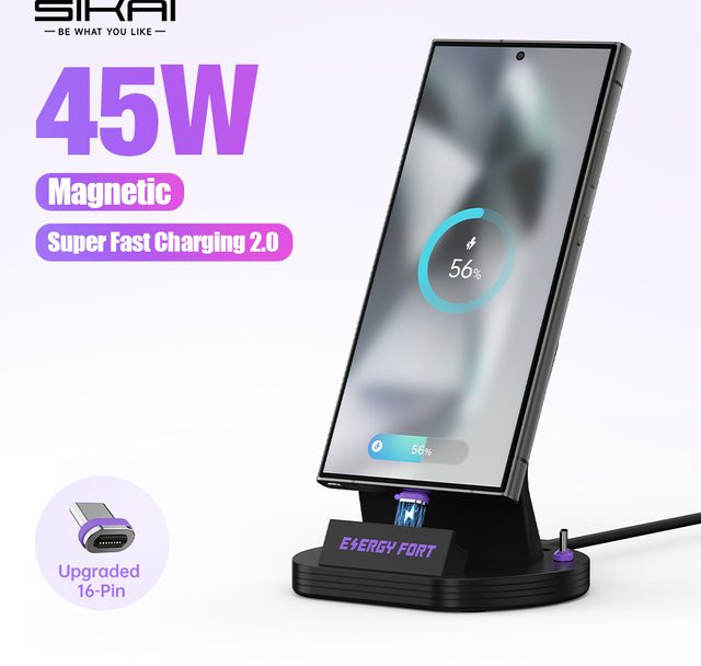 MOSHOU Magnetische USB-C Dockingstation Ladestation in Schwarz für Samsung Galaxy, Xiaomi Redmi, iPhone und Google - Bild 1