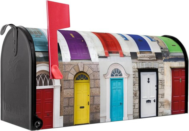 Banjado Amerikanischer Briefkasten Schwarz mit US-Motiv aus pulverbeschichtetem Stahl, B/T/H: 48 x 22 x 16 cm - Bild 1